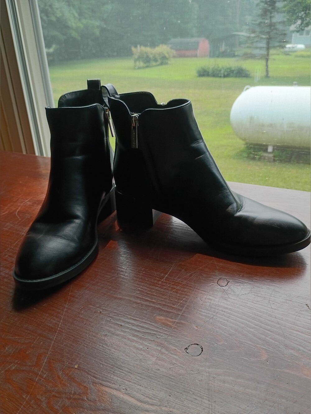 Calvin Klein Black Deniece Zip Ankle Boot with Metal Accent